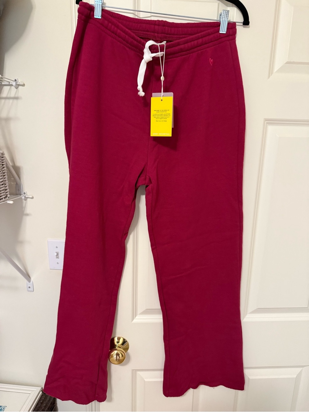 New! Kerri Rosenthal Weekend Barb Loved Sweatpants Large in Burgandy